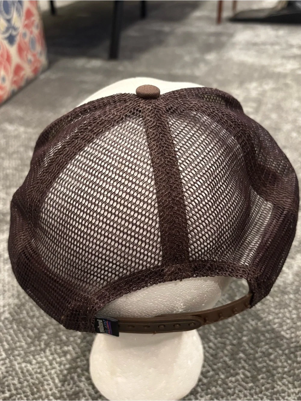 Vintage Patagonia White Brown Mesh Trucker Hat OSFA - Picture 3 of 5
